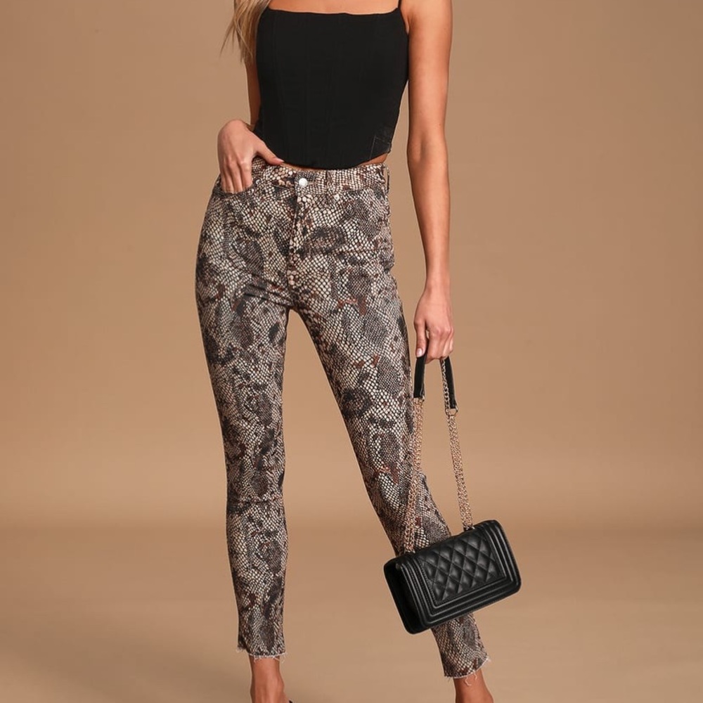 Free People Two Faced Snakeskin Skinny Pants 27